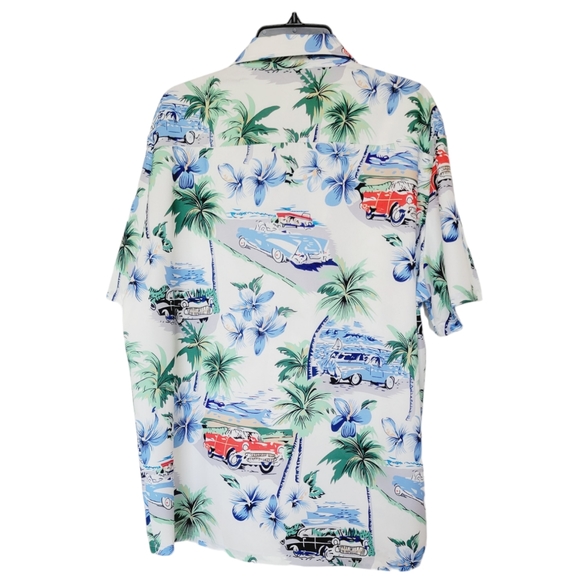 NWOT Tropical Hawaiian Havana Print Summer Tourist Button-down Shirt - Picture 3 of 7